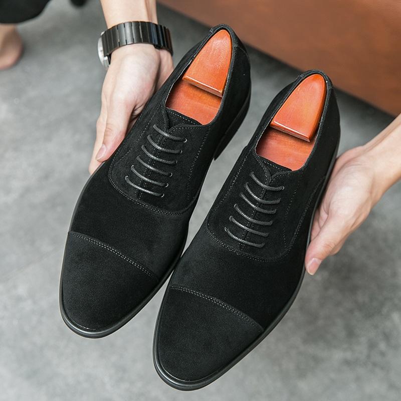 Fashion New Arrival Men Pointed Toe Casual Suede Leather Shoes Male Lace Up Oxfords Wedding Dress Formal Flats Footwear Zapatos Hombre