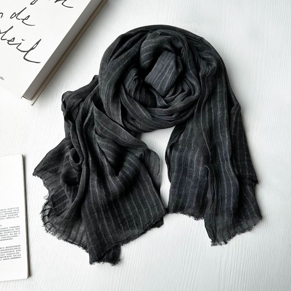 Soft Viscose Scarf Vertical Striped Shawl Wrap Modern Neck Wrap Japanese Style