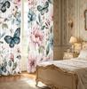 2PCS Digital Printed Curtains, Butterfly Peony Floral Chinese Style, Rod Pocket Window Drapes for Living Room Bedroom Decor