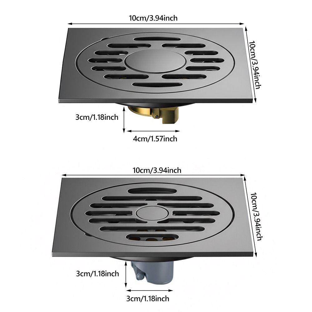 Stainless Steel Shower Floor Drain Thickened Grey Fast Drainage Floor Drain Backflow Preventer Square Drain Filter Plug