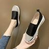 Aphixta Crystals Round Toe Leather Flats Shoes Women Silver Bling Loafers Couple Platform Woman Flat With Students spring autumn