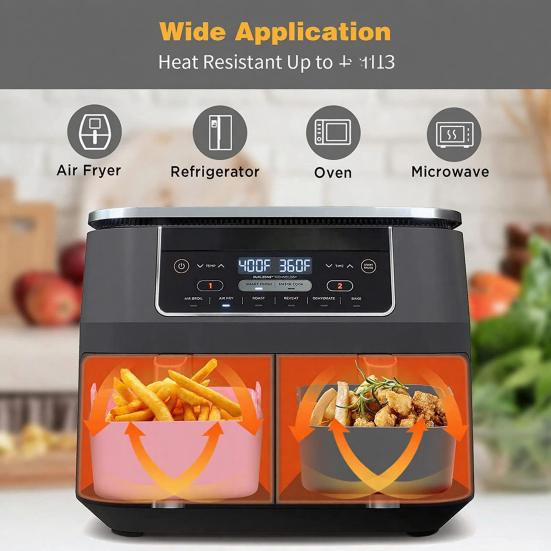 Silicone Air Fryer Liner Food Grade Non-Stick Mat Heat Resistant Reusable Baking Pan Liner Dishwasher Safe Fryer Basket Insert