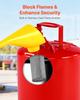 Safety Gas Can, 19 L Type I Red Safety Can for Gasoline with Stainless Steel Flame Arrester, Self-Closing Lid, and PE Funnel, Carbon Steel Flammable