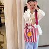 Face Cute Smiley Unisex Kids Shoulder Bag Fashionable Striped Children Pleated