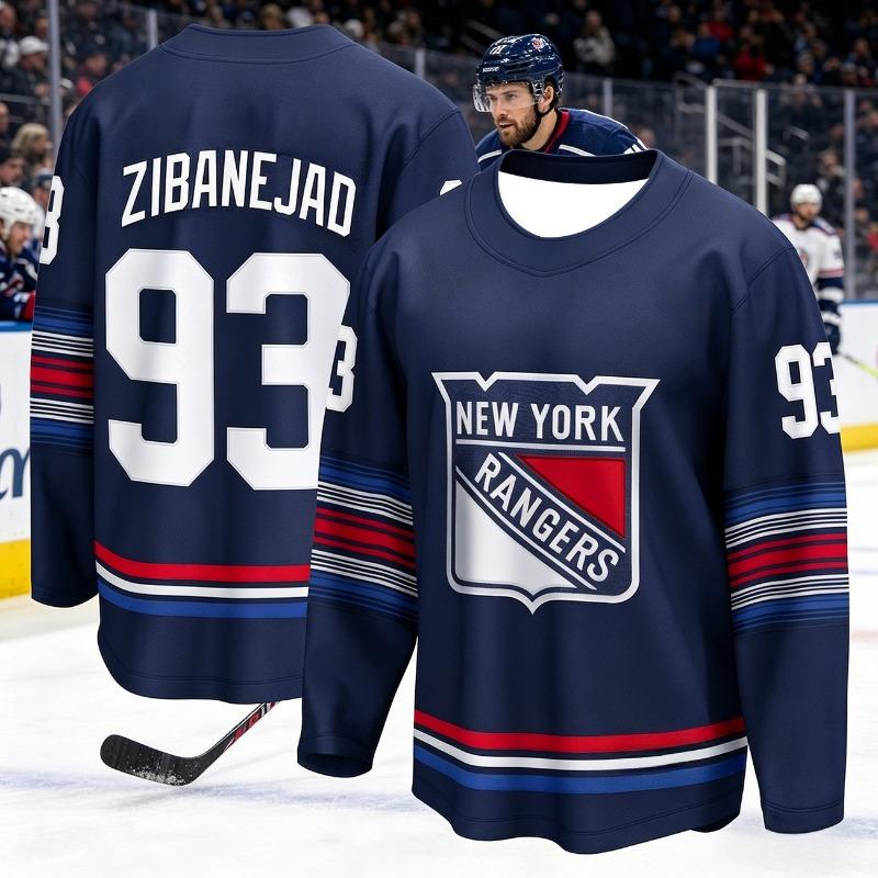 Neuer Herren Eishockey Trainingsanzug - Raptor 3D-Druck - Schnelltrocknend, Feuchtigkeitsableitend, Marineblaue Farbe - Langarm-Oberteil Kinder