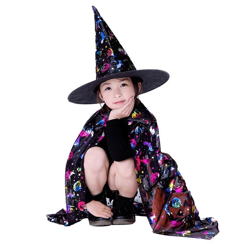 Halloween cape children witch cosplay magician kindergarten stage show cape cape hat