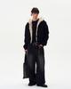 Deconstructed Panel American Retro Fur Collar Short Hooded Jacket