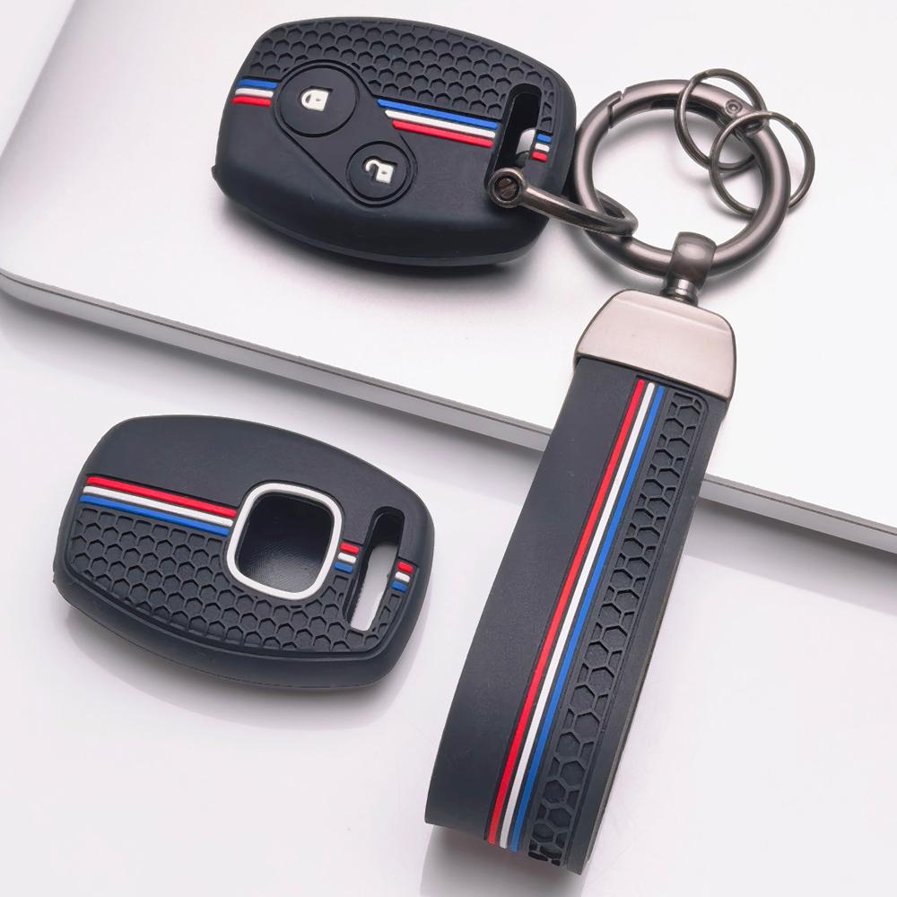 Key Fob Cover for Honda Accord Civic CR V City Jazz Fit Pilot with Keychain Anti-Scratch Surface Shockproof Structure Soft Grip Texture