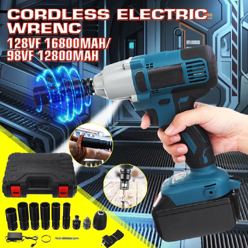128VF/98VF Electric Impact Wrench Drill 320Nm Cordless Screwdriver Socket Wrench Li Battery Hand Drill Power Tools