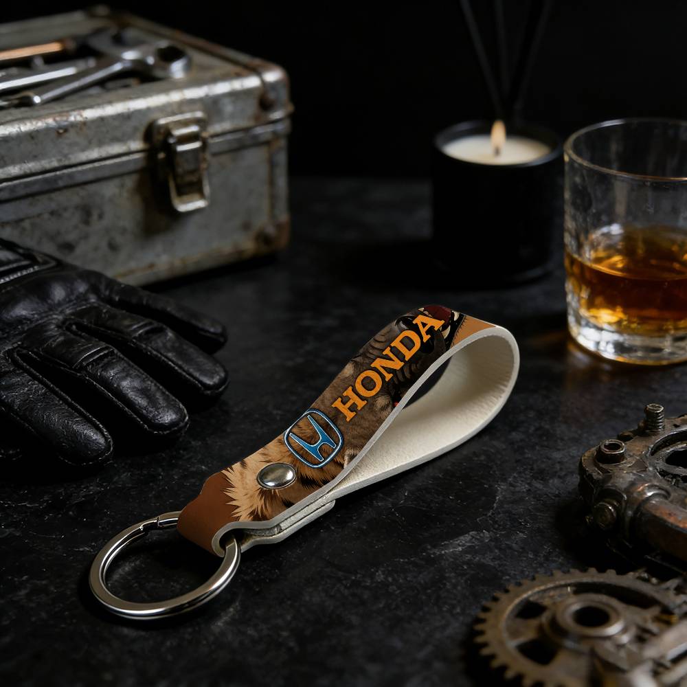For Honda Soft PU Leather Motorcycle Keychain Lightweight Key Holder For Scooter Racing TV7
