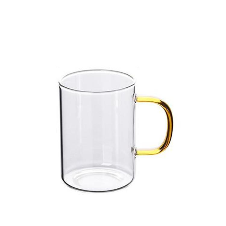 High Borosilicate Glass Milk Tea Drinking Cup for Household Use Handles Men and Women's Office Tea Cup Colorful Handle Single Layer Cup