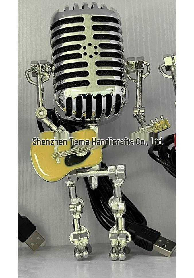 Retro Metal Microphone Robot Lamp