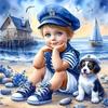 5d Diy Diamond Painting Girl Dog Portrait Diamond Embroidery Seaside Full Round Drill Cross Stitch Kits Gift