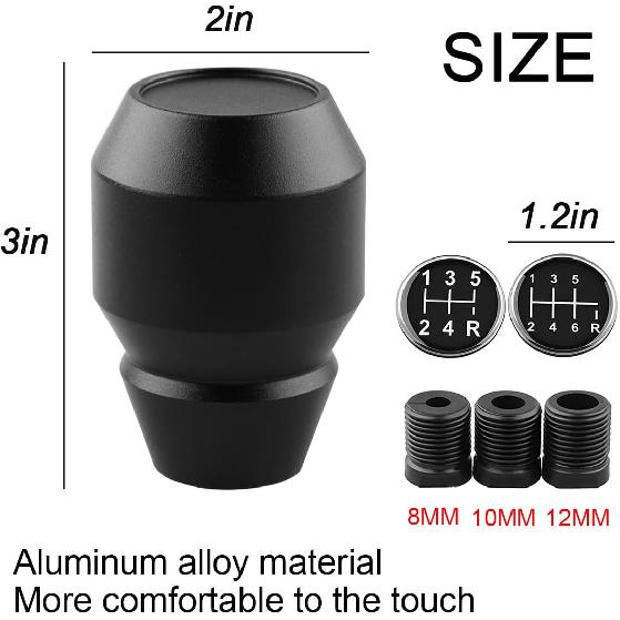 Car Shift Knob, Aluminum Alloy Manual Automatic Vehicle Gear Shifter Knob, 5 6 Speed Automotive Gear Lever Stick Shift Handle Replacement