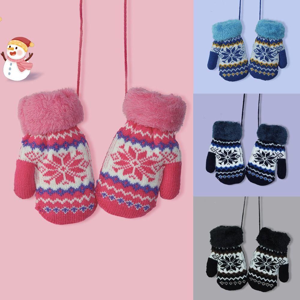 Thicken Warm Children Mittens Windproof Baby Gloves Candy Color Knitted Gloves Baby Boys Girls