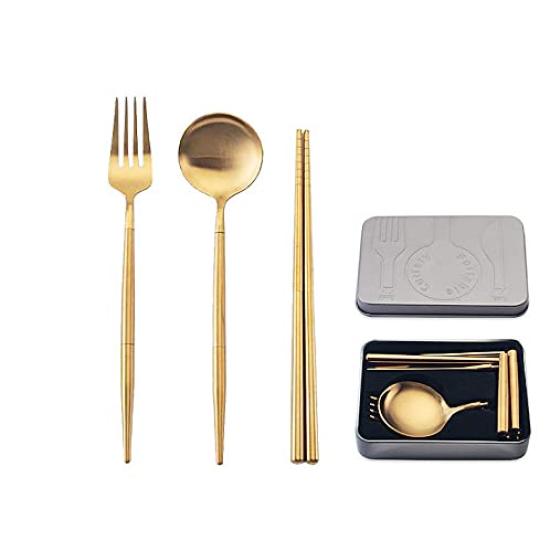 Andoo Cutlery Camping Set Outdoor Cutlery Set Chopsticks Spoon Fork Set Set with Storage Case Set Lunch Box Chopsticks Box Tableware Set Portable