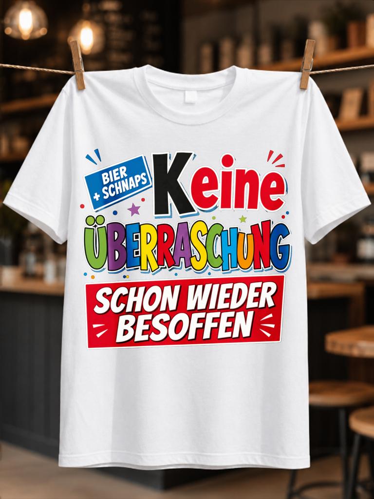 Keine Uberraschung Schon Wieder Besoffen Colorful Gerunisex Beer And Schnapps Slogan With Bold Unisex All Tshirt