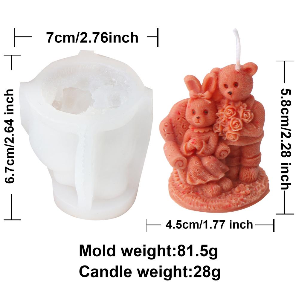 Silikonowa forma do świec w kształcie misia ślubnego 3D, forma do mydła, żywicy, gipsu, niedźwiedź przytulający, zwierzęta, rękodzieło, prezenty, dekoracje na rocznicę ślubu