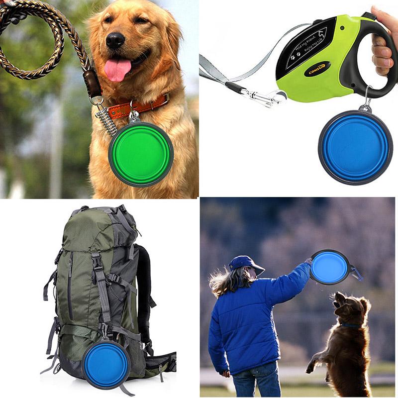 350ml Collapsible Folding Bowl With Keychain Pet Bowls Portable Silicone Travel Dog Bowl Cat Food Water Bowl Outdoor Camping