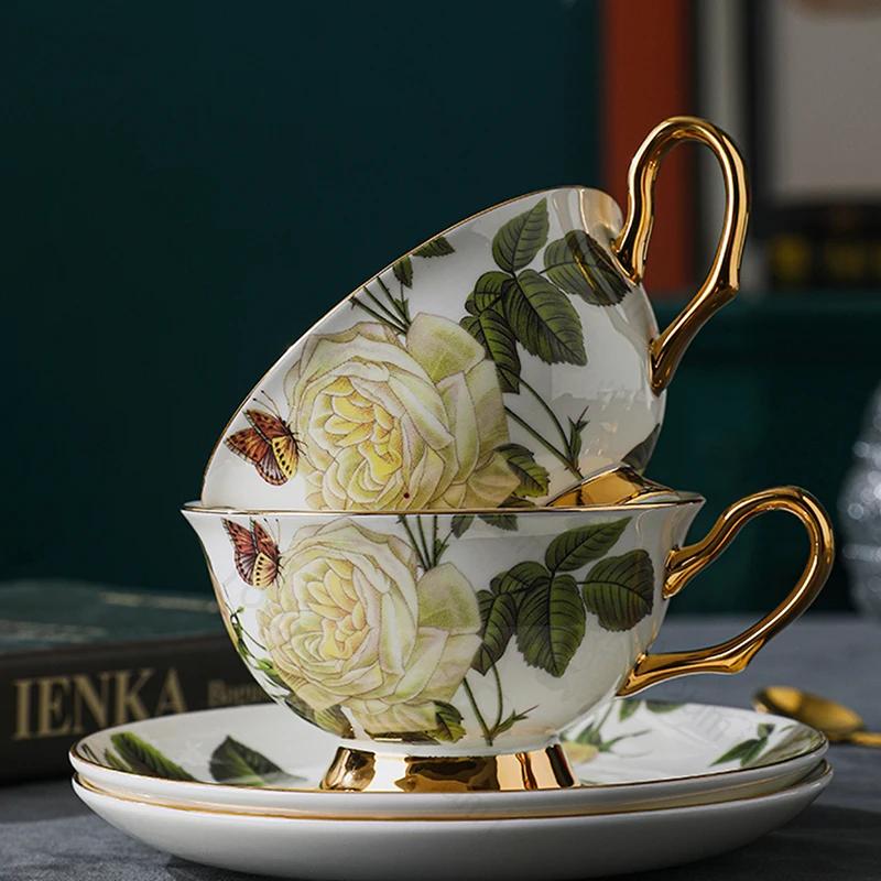 Retro French Style Coffee Cups Light Luxury Exquisite Flowers Afternoon Tea Mug Household Breakfasts Milk Cup Tableware Gifts