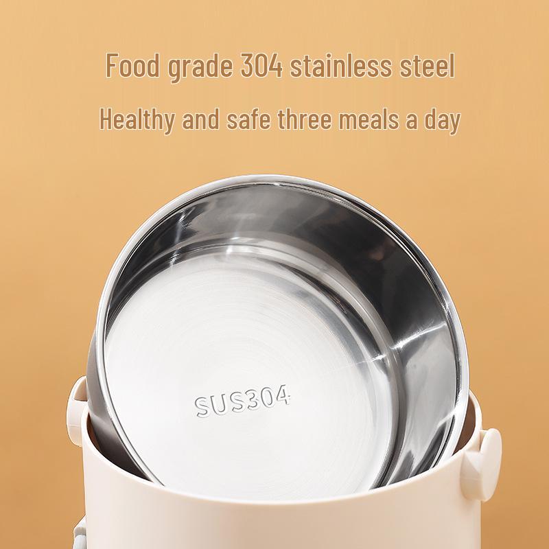 304 Stainless Steel Insulated Lunch Box, Multi-layer, Portable with Handle, Microwaveable – Ideal for Office & Student Meals.
