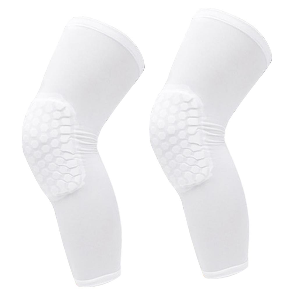 2PCS Knee Brace Unisex Lengthened Honeycomb Anti Collision Compression Knee Sleeve for Basketball White L For