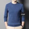 Herrstickad tröja i enfärgad casual - Varm basplagg för höst/vinter