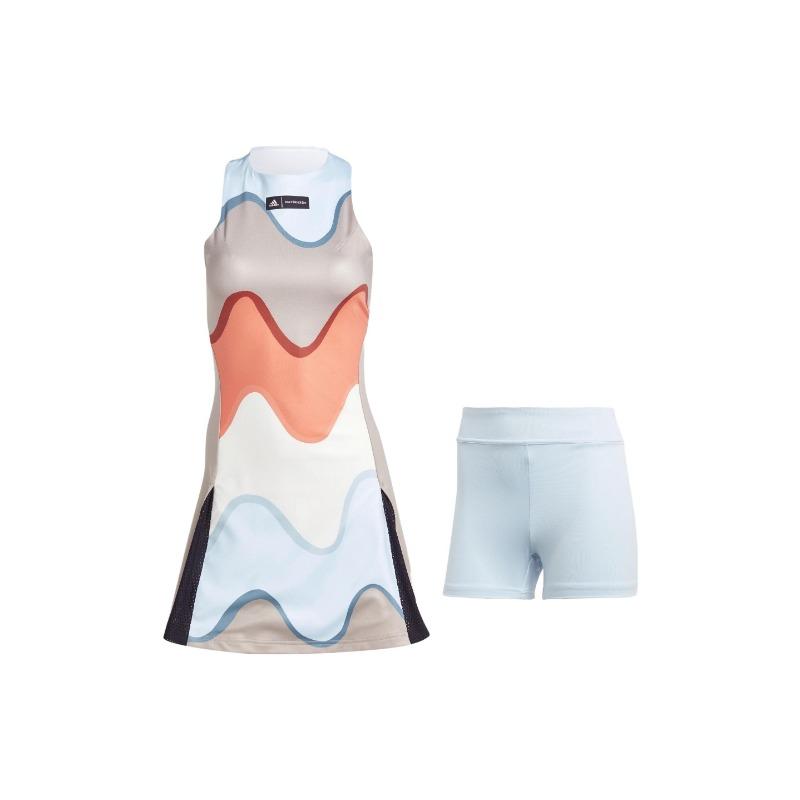 adidas Originals x Marimekko Damen Mehrfarbiges Halb-Koralle Tenniskleid HU1801
