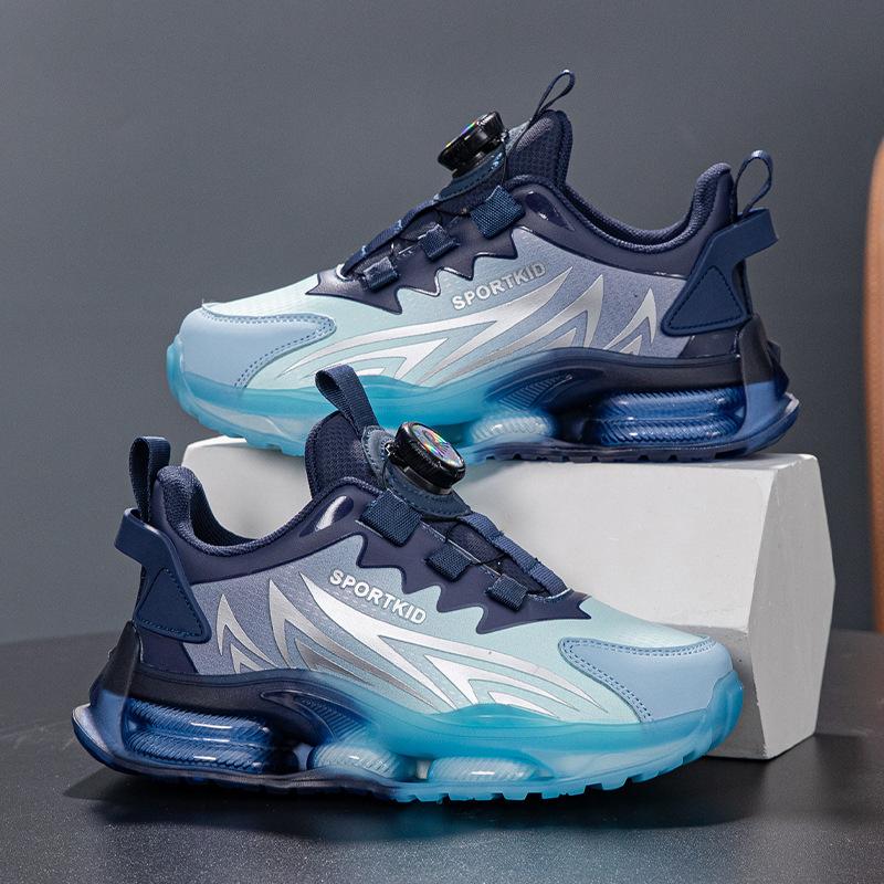 Classmates and Boys Shoes 2025 Autumn New Children's Leather Non-slip Running Shoes Rotating Buckle Middle and Older Children's Sports Shoes