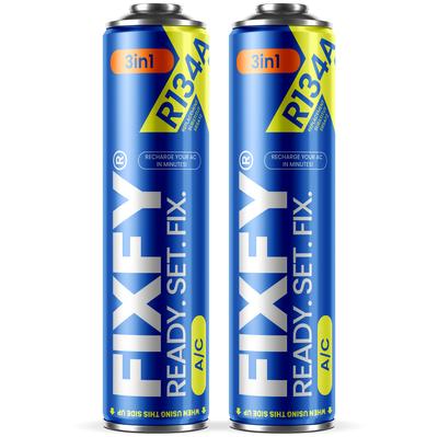 Fixfy 3In1 Air Conditioning Refill Gas 500Ml - 2X Large Can +70% R134A