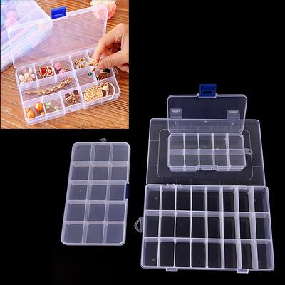 Plastic 15/10/24 Slots Adjustable Jewelry Storage Box Case Craft Organizer Bead