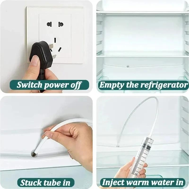 5pcs-set Fridge Dredging Kit Flexible Refrigerator Scrub Brush Reusable Fridge Drain Hole Dredging Remover Cleaning Syringe