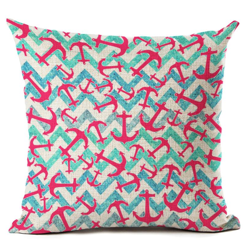 Husă de pernă din bumbac, în stil nordic, model de ancoră, navă marină, husă de pernă, husă de pernă decorativă Cojines Almofadas