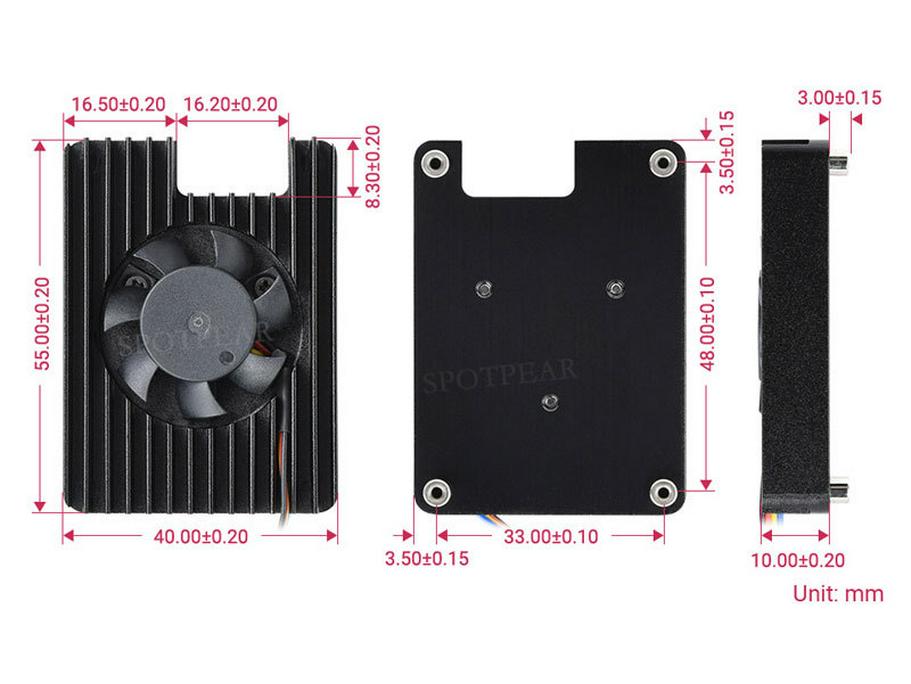 Adjustable Speed Cooling Fan and Radiator Heat Sink for Raspberry Pi CM5 (5V 3007)