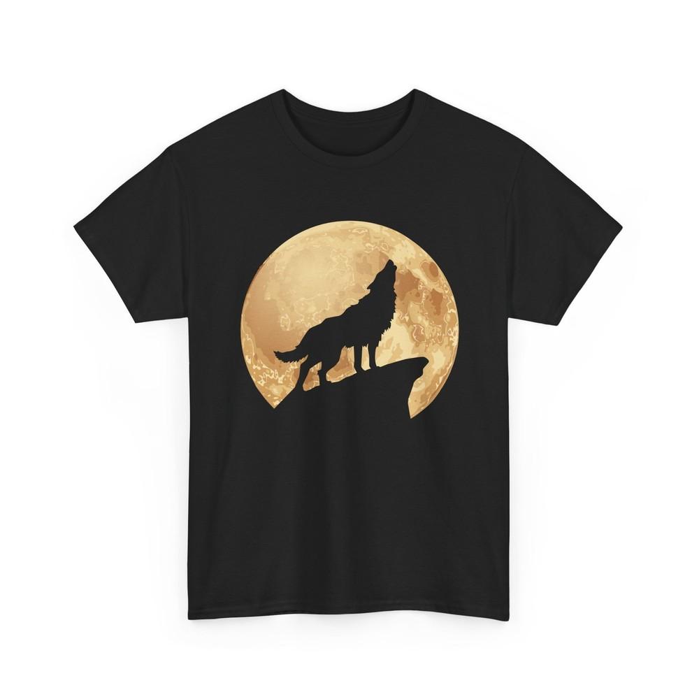 Wolf With Moon T-Shirt, Wolves Animals Lovers Zookeeper Women Men Shirt Unisex T-Shirt XXXL