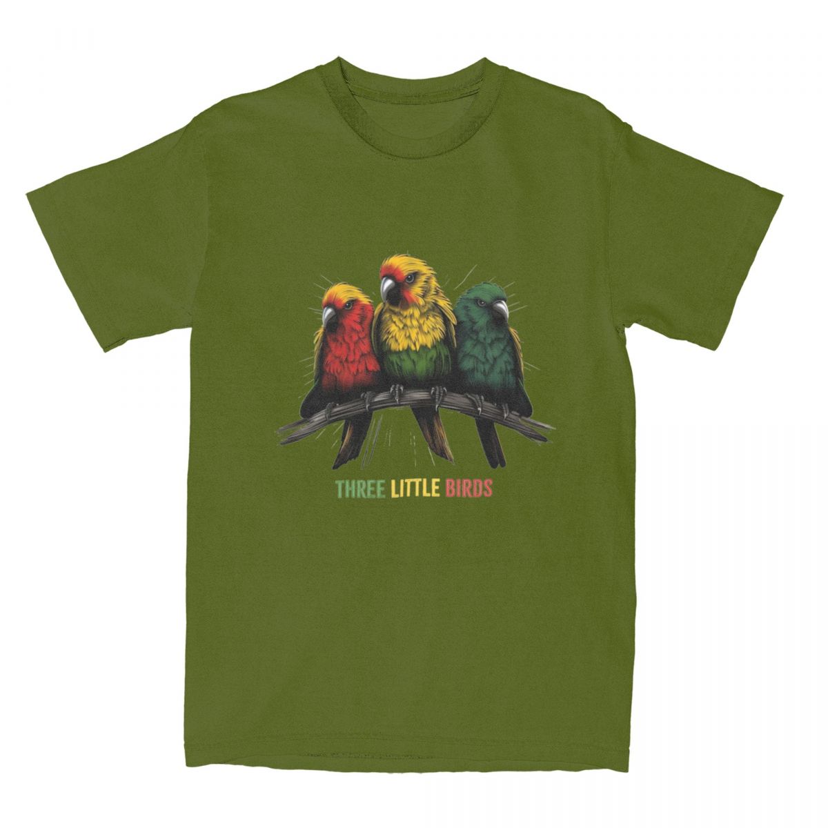 GUOYAN TOP Kawaii Drie Kleine Vogels Reggae T-shirt Heren 100% Katoen Korte Mouw Bob Marley Ronde Hals Zomer Top T-shirts L