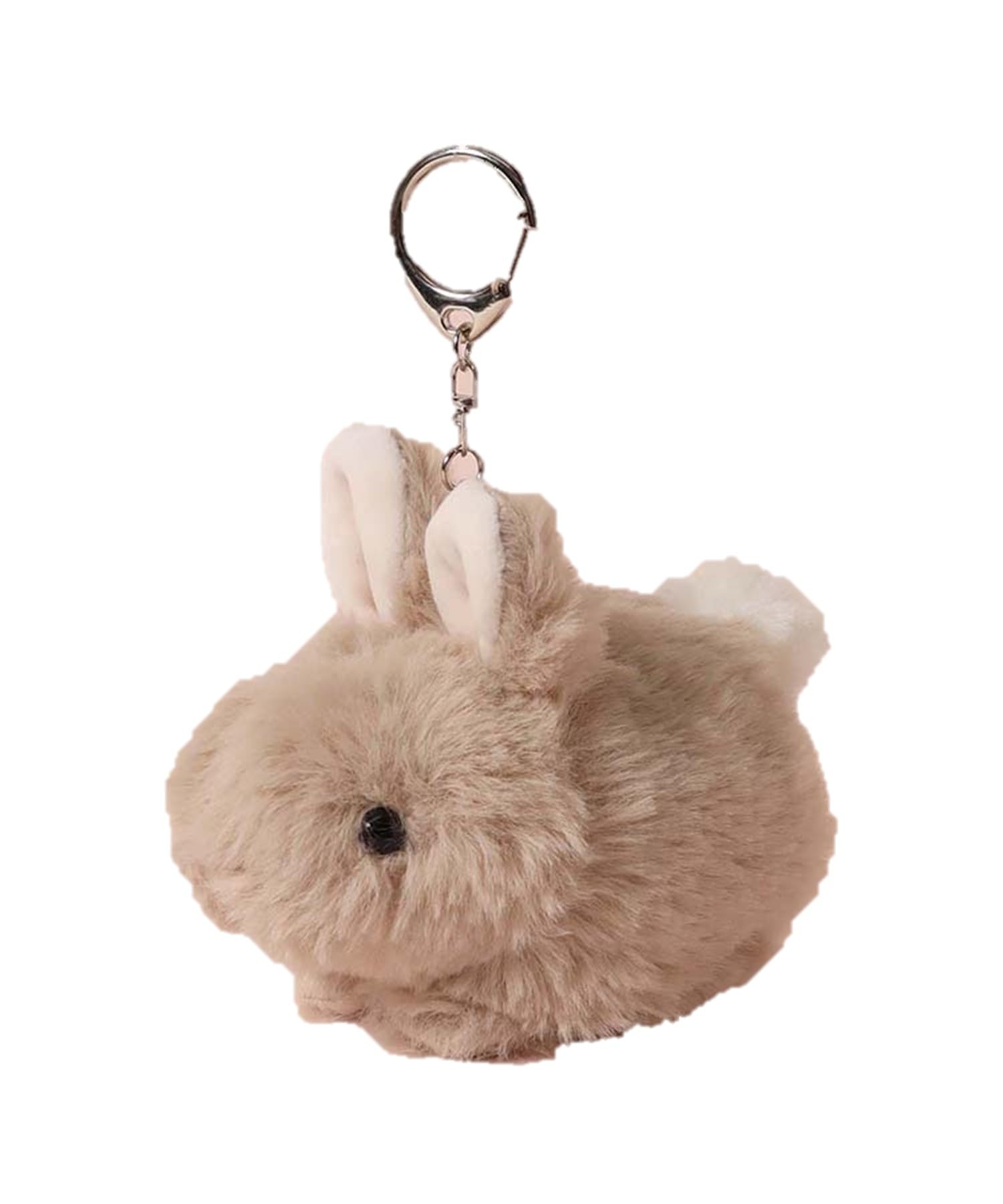 Fluffy and soothing animal rabbit mascot plush toy charm, key charm, key holder, bag charm (beige)