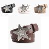 Fashion Womens Leather Belt With Star Pattern And Metal Buckle For Casual And Office Wear