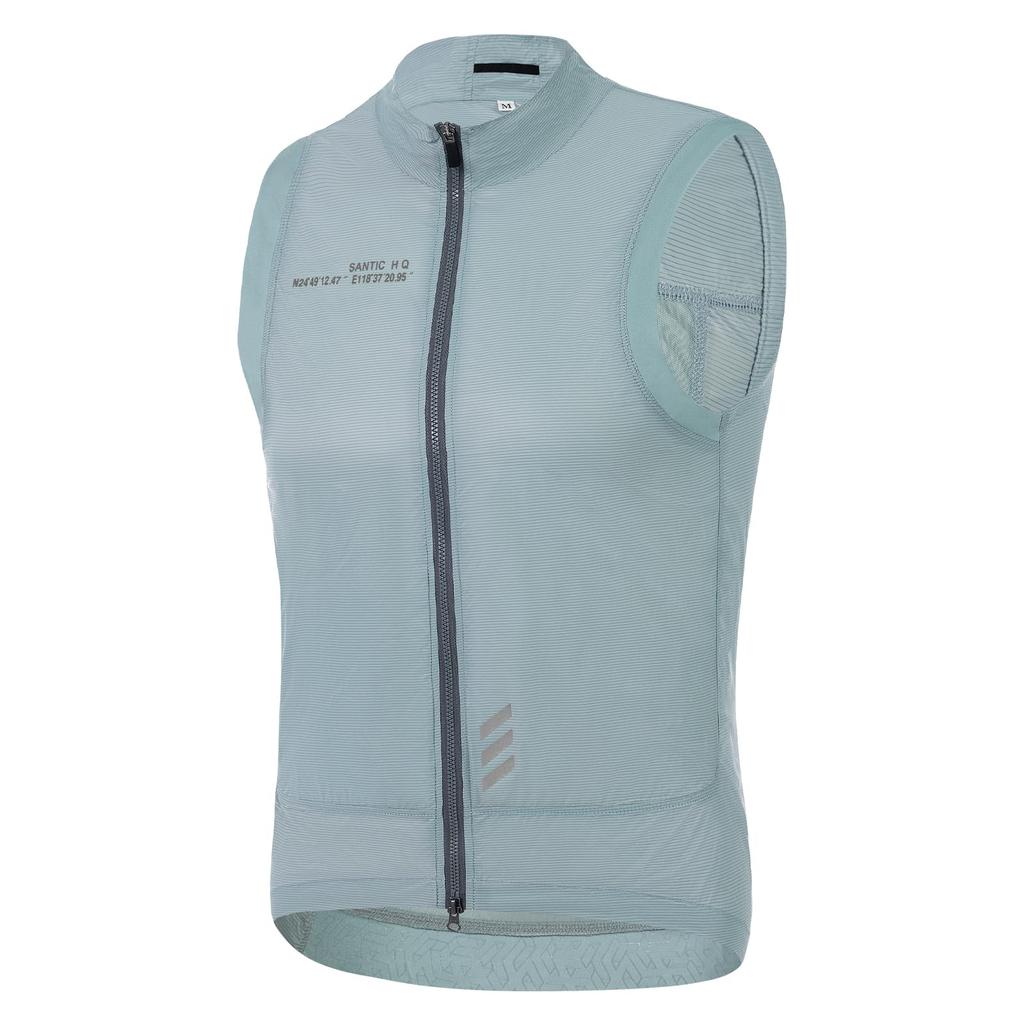 Santic Cycling Vest Windbreaker, Spring/Summer, Windproof, Reflective (Blue, Size L)