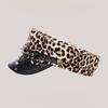 Harajuku Rivet Leopard Hat Punk Flat Top Cap Vintage Y2k Beret Hat  for Girls