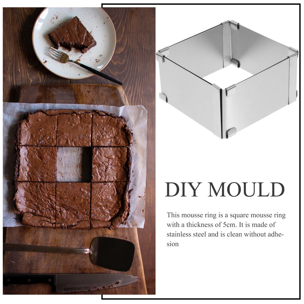 2,5 tums Fyrkantig Rostfri Stål Tårtring Mousseform Högtemperaturtålig för Bakning och Matlagning DIY Tårta