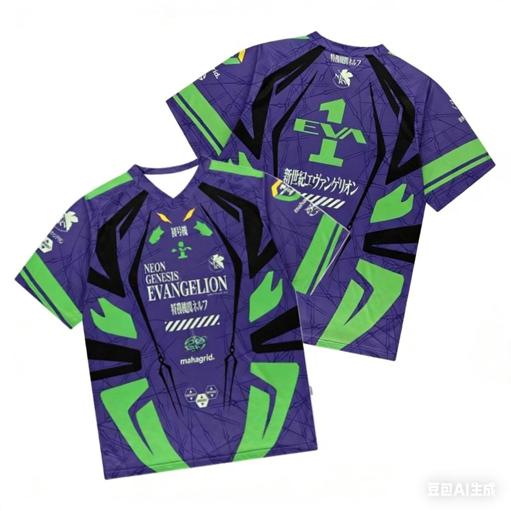 Fashion Men's EVA Unit-01 NERV Jersey Tee Neon Genesis Evangelion Anime Mecha Design Casual Streetwear Fan Apparel Y2k Tops