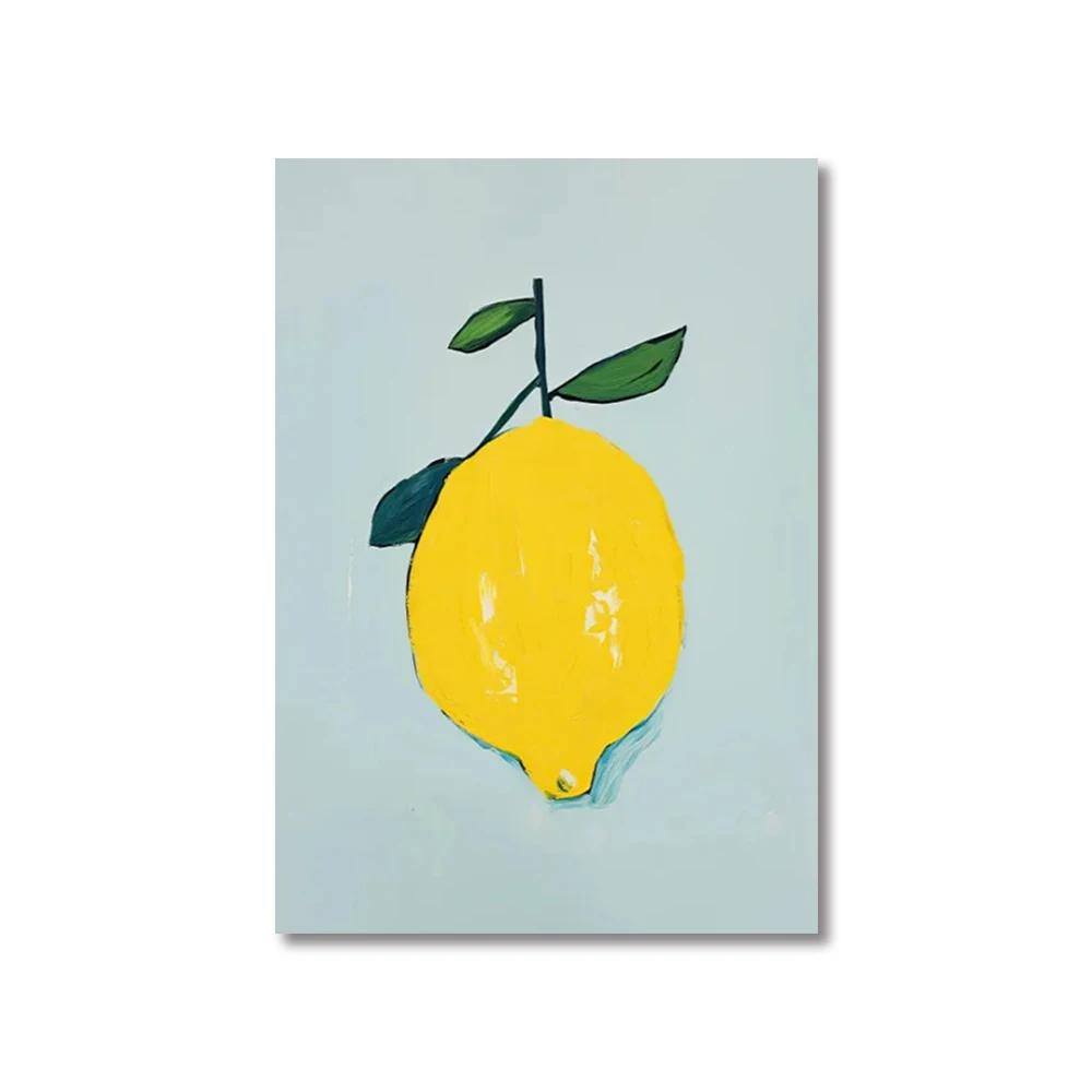 Colorful Modern Abstract Fruit Canvas Prints Maximalist Peach Strawberry Watermelon Wall Art Poster for Living Room Home Decor