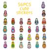 56 Colorful Russian Nesting Dolls Cartoon Stickers Cute Ethnic Style Decorative Stickers Hand Account Diary Material