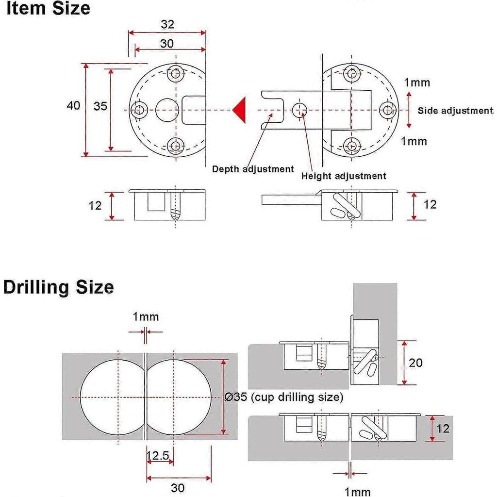 4 Pack 90 Degree 3D Hinge for Flap and Lid Folding Door Hinges Miter Hinge for Cupboard Doors Kitchen Furniture Invisible