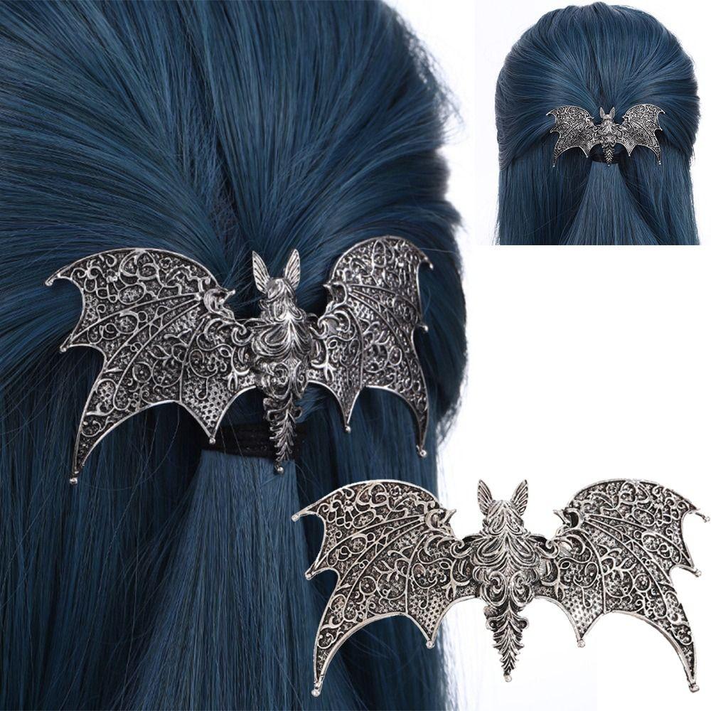 Vintage Gothic Hair Barrette Bat Shape Halloween Hair Accessory New Bat Hair Clip Women