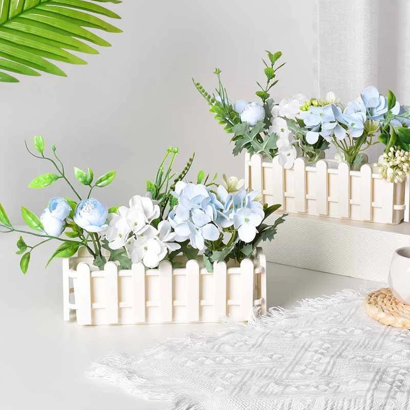 Artificial Fleshy Fence False Flower Decoration | Small Fence Small Flower Arrangement Long Plastic Flower Groove Home Decor