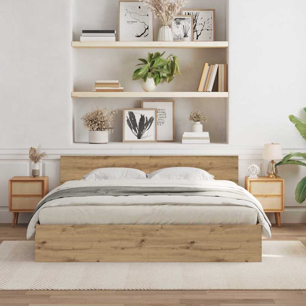Bed Frame Artisan Oak 203 x 185 x 70 cm Engineered Wood