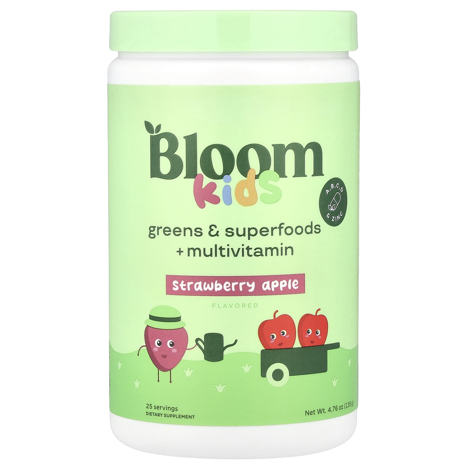 

Kids, Greens & Superfoods + Multivitamins, Strawberry Apple, 135G(4.76Oz)