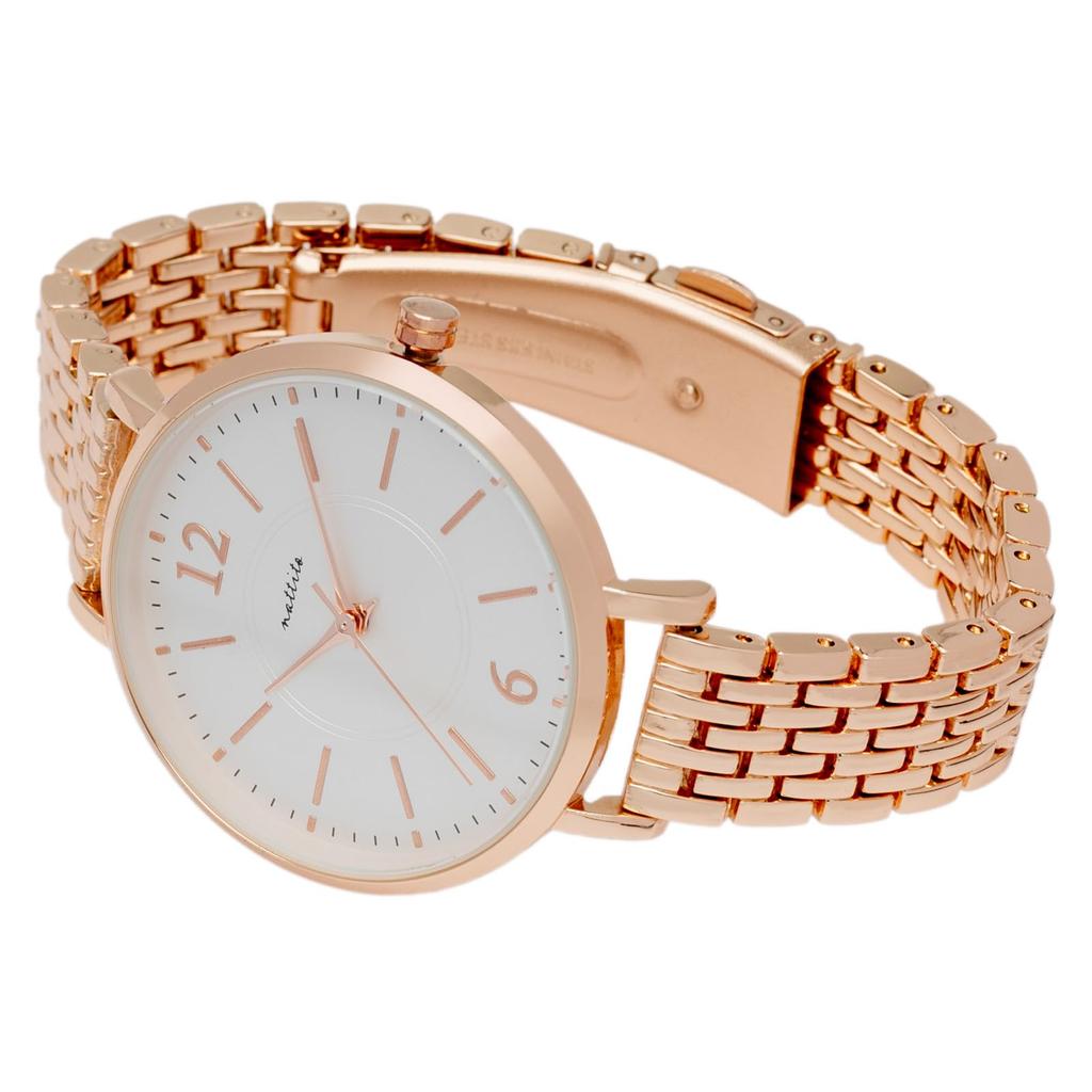 Fieldwork Women's Analog Watch with Metal Band, Slim Design, Simple Design, Easy To Read, Opus Design, Pink Gold and White, JN042-3
